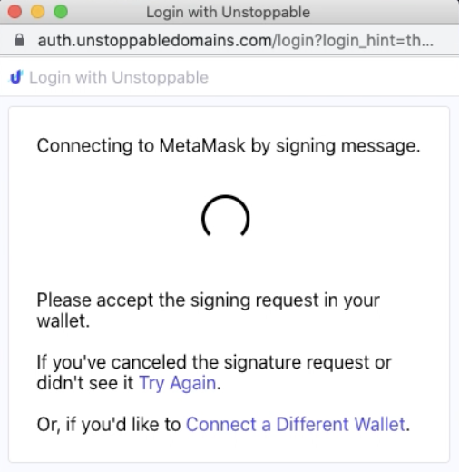 #width=33% Login modal should close after signature request is confirmed